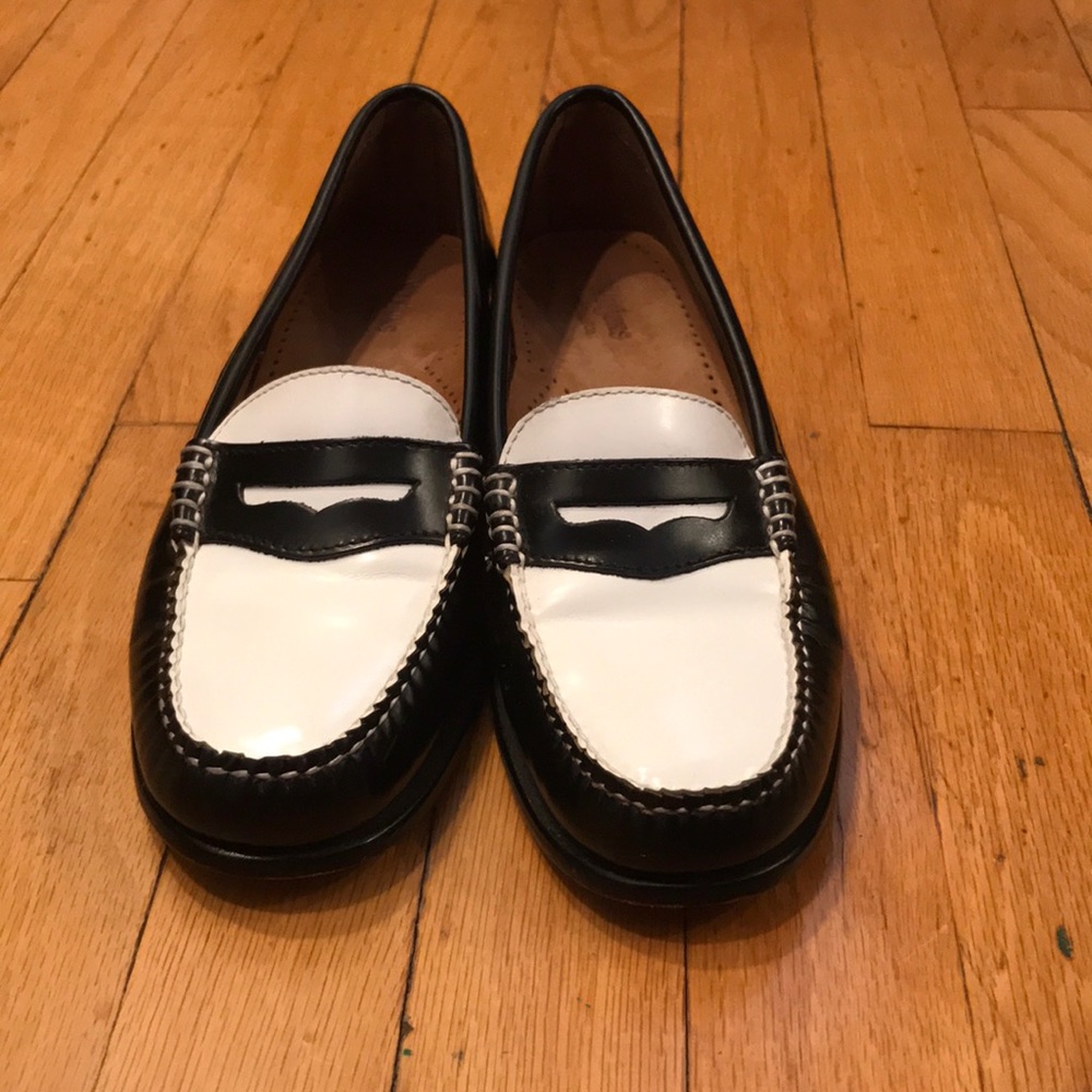 GH Bass and Co. Black and White Penny Loafers